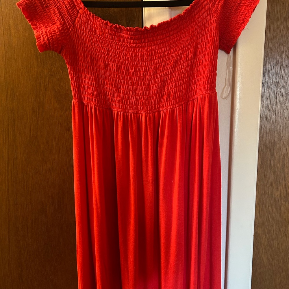 Isabel Maternity by Ingrid & Isabel Red Smocked Dress Maxi